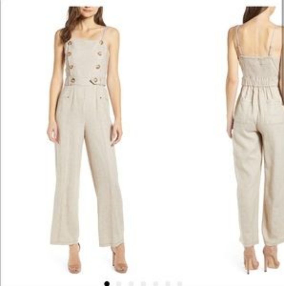 Chriselle Lim Linen Blend Juliette Jumpsuit Size Small